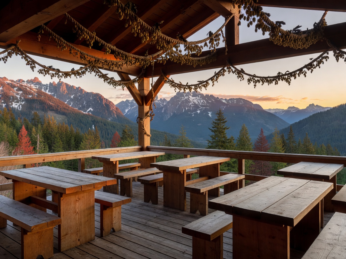Cascadia Pine and Hop Taproom Patio overlooking mountain peaks